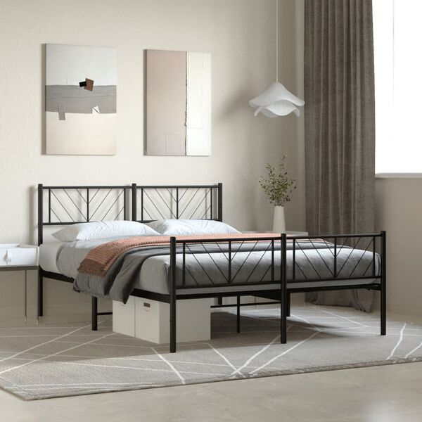 vidaXL Cadre de lit m&eacute;tal sans matelas avec pied de lit noir 120x190cm
