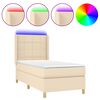 vidaXL Sommier &agrave; lattes de lit matelas et LED Cr&egrave;me 90x190 cm Tissu