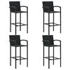 vidaXL Ensemble de bar d'ext&eacute;rieur 5 pcs accoudoir R&eacute;sine tress&eacute;e Noir