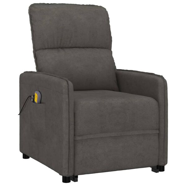 vidaXL Fauteuil de massage Gris fonc&eacute; Tissu microfibre
