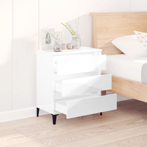 vidaXL Buffet Blanc brillant 60x35x70 cm Bois d'ing&eacute;nierie