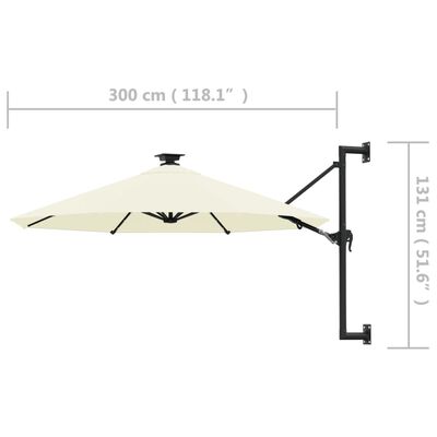 vidaXL Parasol mural de jardin avec LED 300 cm sable