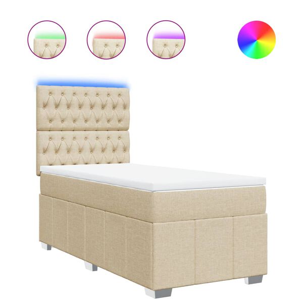 vidaXL Sommier &agrave; lattes de lit avec matelas Cr&egrave;me 80x200 cm Tissu