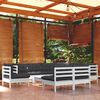 vidaXL Salon de jardin 10 pcs avec coussins blanc bois de pin massif