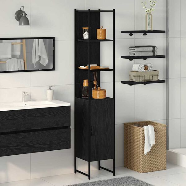 vidaXL Cabinet de salle de bain Chêne noir 33 x 33 x 185,5 cm