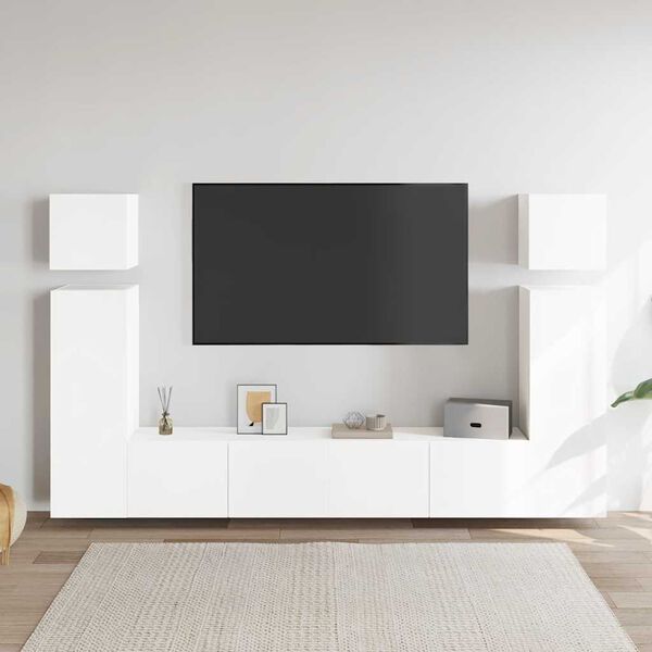 vidaXL Ensemble de meubles TV 8 pcs Blanc Bois d'ing&eacute;nierie