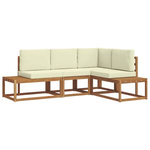 vidaXL 4 pc Ensemble de canap&eacute;s d'ext&eacute;rieur Naturel et Cr&egrave;me