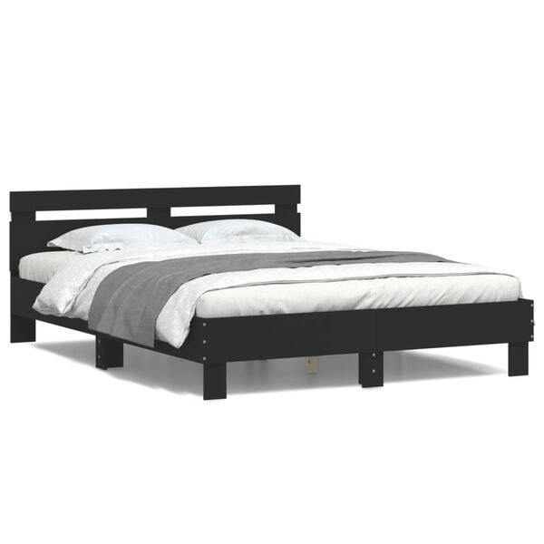 vidaXL Cadre de lit avec LED sans matelas noir 150x200 cm