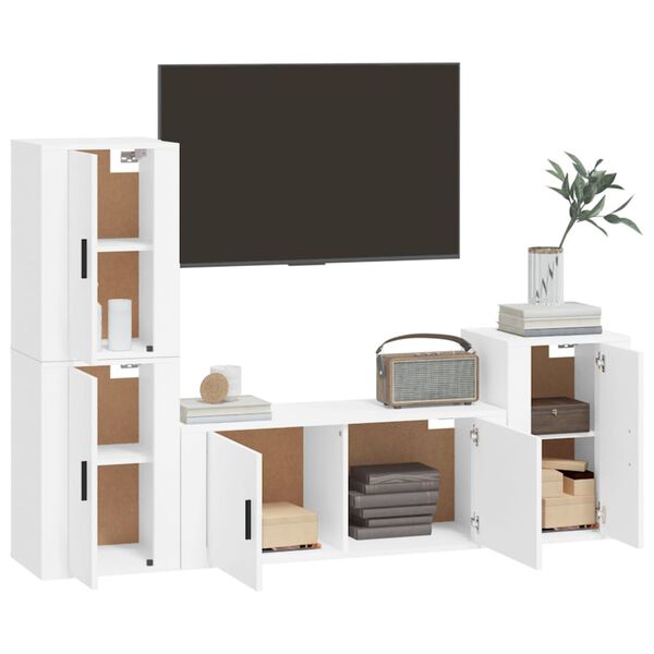vidaXL Ensemble de meubles TV 4 pcs Blanc Bois d'ing&eacute;nierie