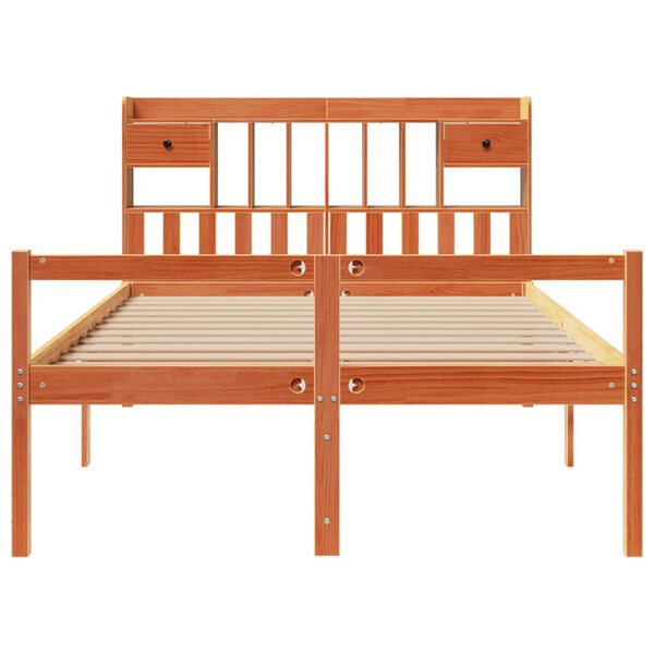 vidaXL Lit biblioth&egrave;que sans matelas cire marron 150x200 cm pin massif