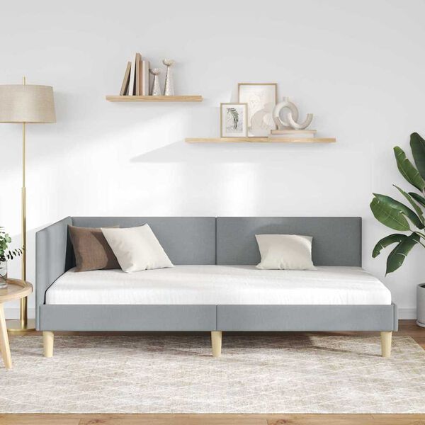 vidaXL Cadre de lit d'angle Gris clair 90 cm x 190 cm Velours