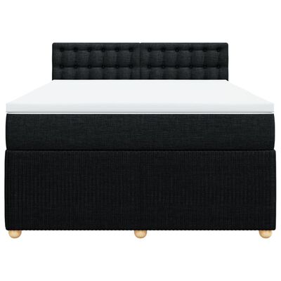 vidaXL Sommier à lattes de lit avec matelas Noir 140x200 cm Tissu