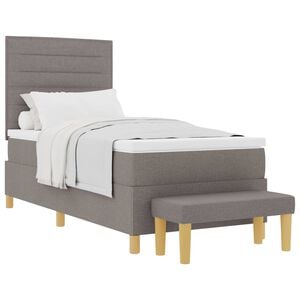 vidaXL Lit &agrave; ressorts avec t&ecirc;te de lit Taupe 200 x 90 cm tissu
