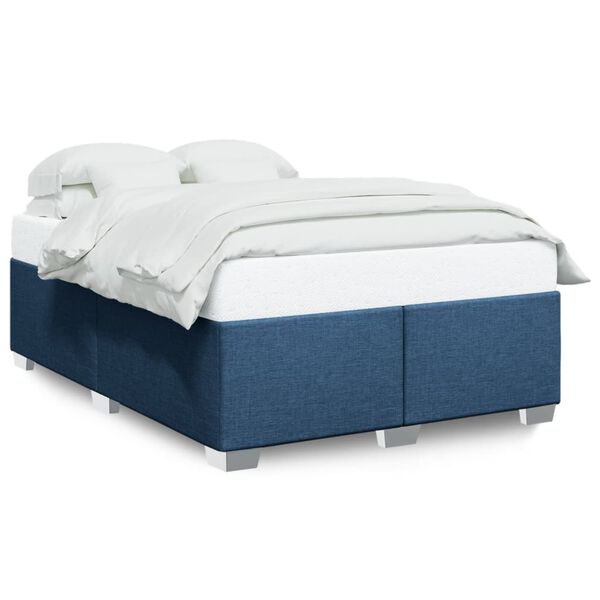 vidaXL Cadre de lit sans matelas bleu 140x190 cm tissu