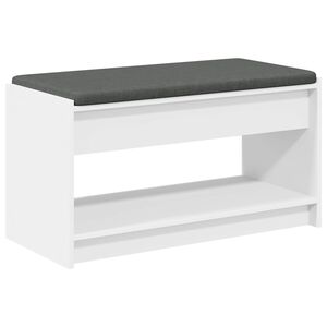 vidaXL Banc d'entr&eacute;e Blanc 83 x 38 x 45 cm Bois Ing&eacute;nierie et Tissu