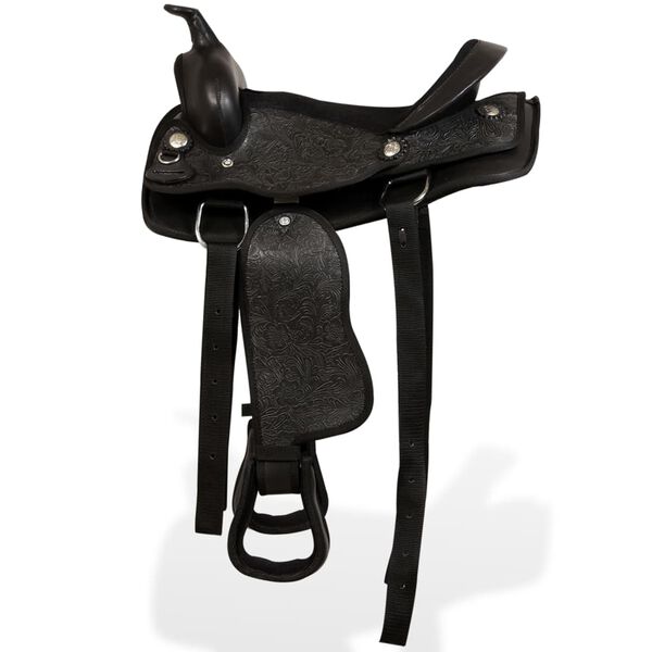 vidaXL Selle, bridon et col de poitrine Cuir v&eacute;ritable 12 po Noir