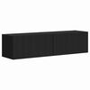 vidaXL Meuble TV mural 2 pc Noir Bois d'ing&eacute;nierie