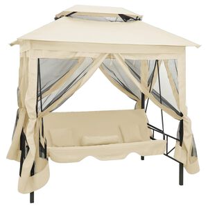 vidaXL Belv&eacute;d&egrave;re convertible en balancelle Blanc cr&egrave;me