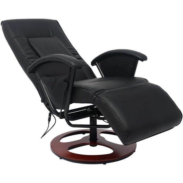 vidaXL Fauteuil de massage shiatsu Noir Similicuir