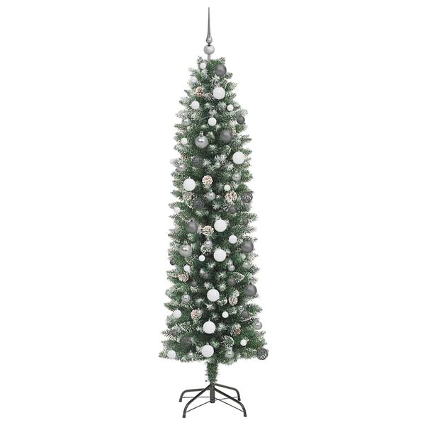 vidaXL Arbre de No&euml;l artificiel slim avec 300 LED Vert et blanc 210 cm
