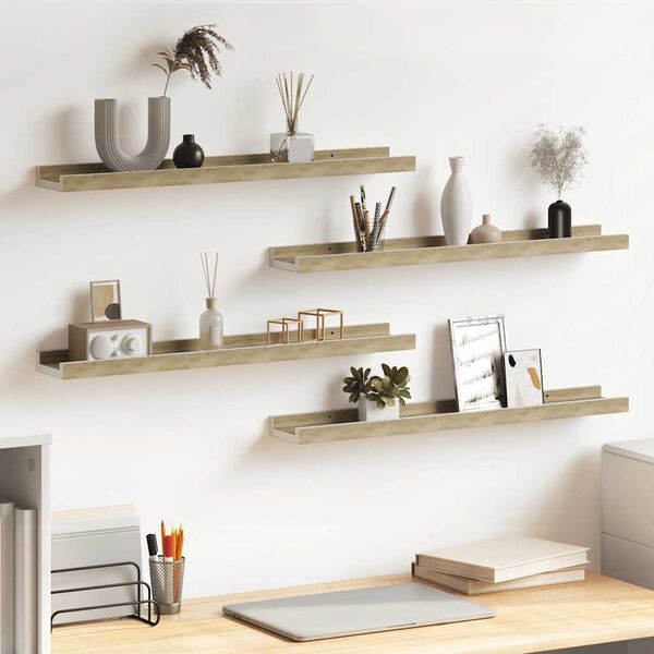 vidaXL &Eacute;tag&egrave;res murales 4 pcs blanc et ch&ecirc;ne sonoma 60x9x3 cm