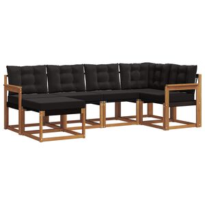 vidaXL Ensemble de canap&eacute;s d'ext&eacute;rieur 6 pc Naturel et Noir