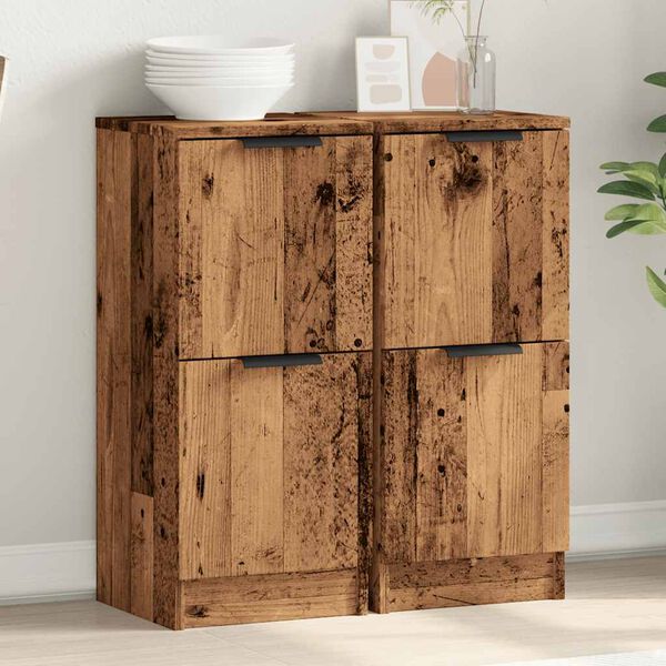 vidaXL Buffets 2 pcs vieux bois 30x30x70 cm bois d'ing&eacute;nierie