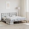 vidaXL Cadre de lit m&eacute;tal sans matelas avec t&ecirc;te de lit noir 200x200cm