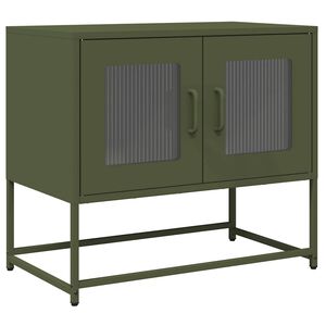 vidaXL Meuble TV vert olive 68x39x60,5 cm acier lamin&eacute; &agrave; froid