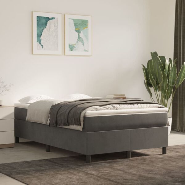 vidaXL Sommier &agrave; lattes de lit et matelas Gris fonc&eacute; 120x200cm Velours