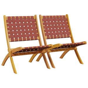 vidaXL Chaises pliantes (lot de 2) en bois massif d'acacia rouge et tissu