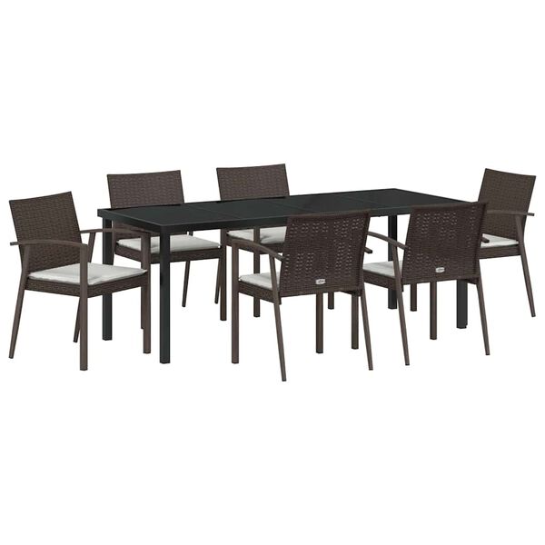 vidaXL Ensemble de salle &agrave; manger pour jardin 7 pcs Marron et Noir