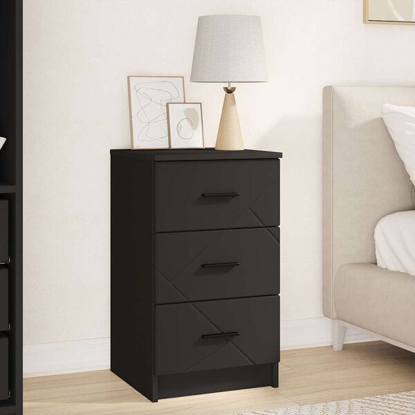 vidaXL Cabinet de chevet Noir 38 x 38 x 66 cm Bois d'ing&eacute;nierie