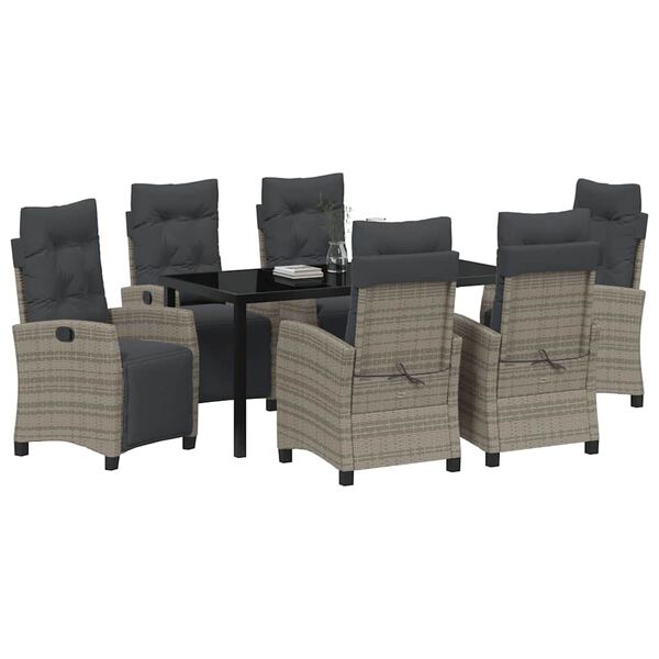 vidaXL Ensemble de salle &agrave; manger pour jardin 7 pcs Gris polyrotin