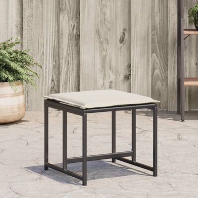 vidaXL Tabourets de jardin avec coussins lot de 4 noir résine tressée