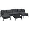 vidaXL Salon de jardin 7 pcs avec coussins Noir Bois de pin