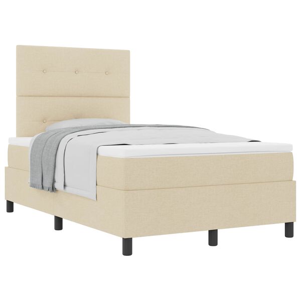 vidaXL Lit &agrave; ressorts avec matelas Cr&egrave;me 120 x 190 cm tissu