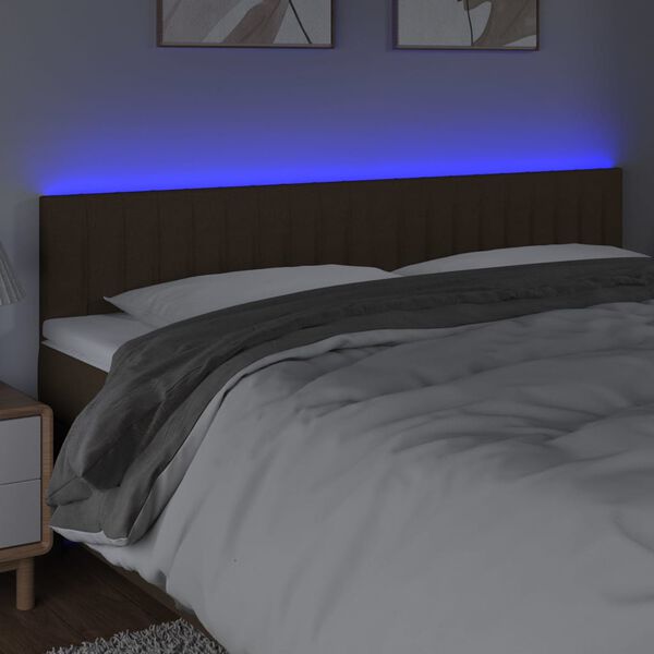 vidaXL T&ecirc;te de lit &agrave; LED Marron Fonc&eacute; 180x5x78/88 cm Tissu