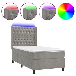 vidaXL Sommier &agrave; lattes de lit matelas et LED Gris clair 100x200 cm