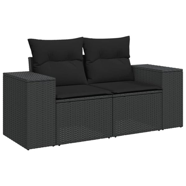 vidaXL Salon de jardin 5 pcs avec coussins noir r&eacute;sine tress&eacute;e