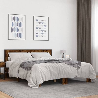 vidaXL Cadre de lit sans matelas chêne fumé 160x200 cm