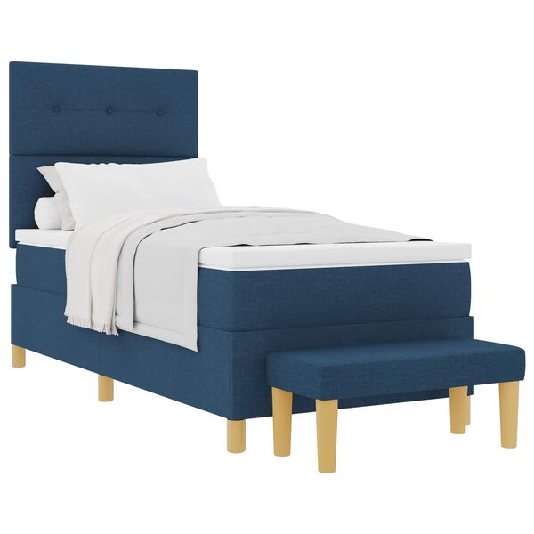 vidaXL Lit &agrave; ressorts avec matelas Bleu 90 x 200 cm tissu
