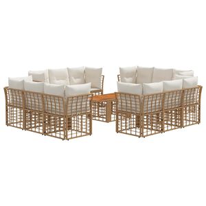vidaXL Ensemble de canap&eacute; de jardin 13 pc Blanc Naturel et Cr&egrave;me
