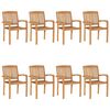 vidaXL Chaises de jardin empilables avec coussins lot de 8 Teck solide