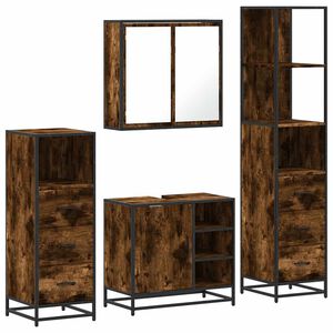 vidaXL Ensemble meubles salle de bain 4 pcs ch&ecirc;ne fum&eacute; bois ing&eacute;nierie