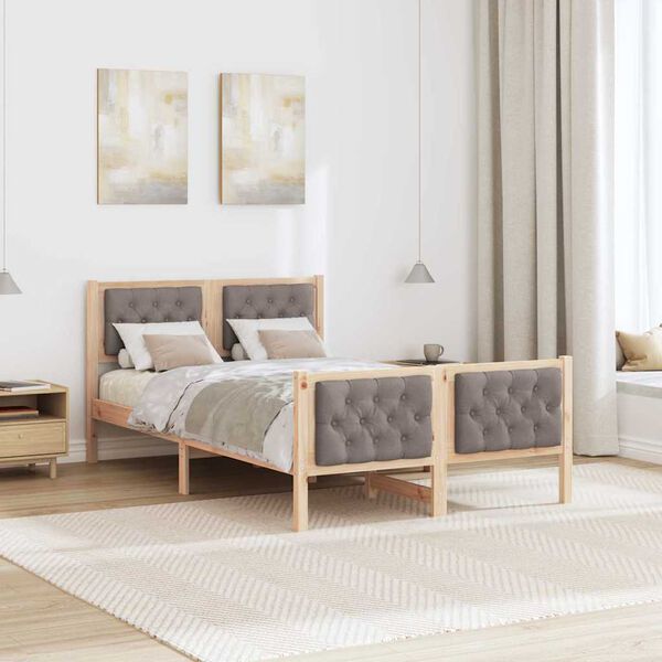 vidaXL Cadre de lit avec t&ecirc;te de lit Taupe 120 x 200 cm Pin massif