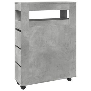 vidaXL Meuble &eacute;troit de salle de bain &agrave; roulettes gris b&eacute;ton