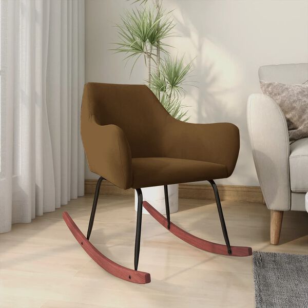 vidaXL Chaise &agrave; bascule Marron Velours