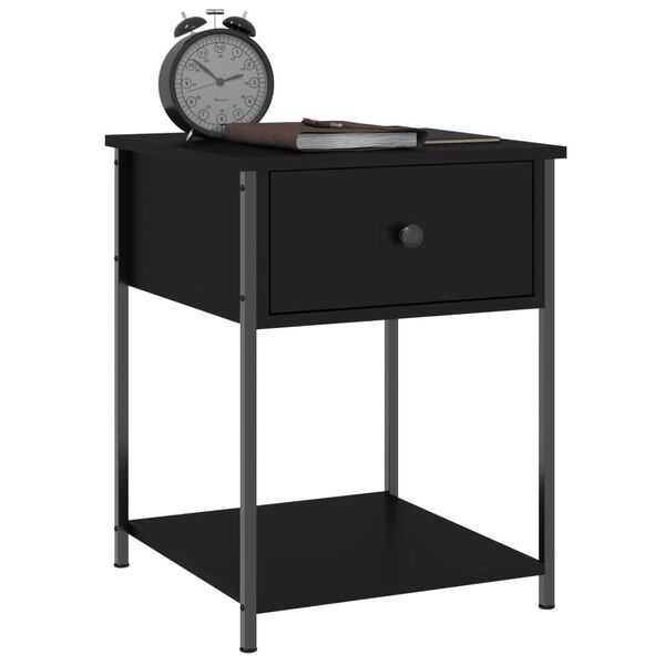 vidaXL Table de chevet noir 44x45x58 cm bois d&rsquo;ing&eacute;nierie