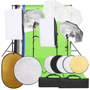 vidaXL Kit de studio photo avec &eacute;clairage toile de fond et r&eacute;flecteur